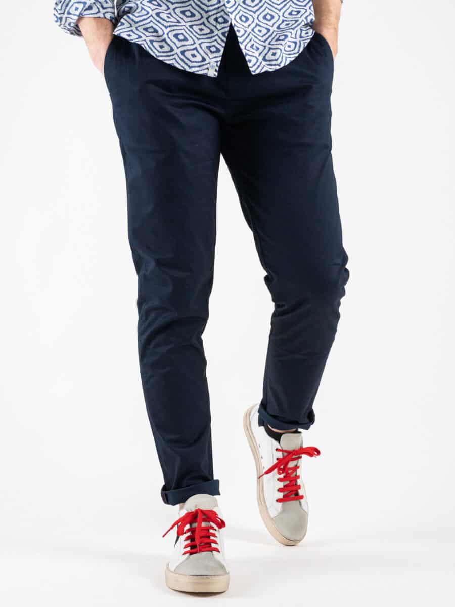 GIANNI LUPO Pantalone chinos leggero tinta unita P/E GL014B Navy