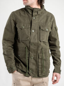 Giacchetta leggera stile militare con tasconi frontali BG0115 VERDE11