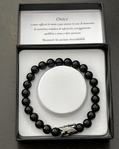 Braccialetto elasticizzato con perline colorate ONICE GIGLIO Nero