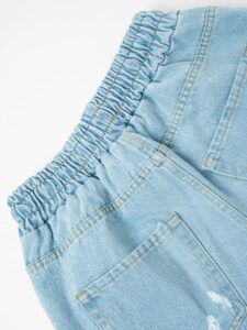 Jeans azzurro chiaro con stampe, rotture e coulisse CR2376 Azzurro3