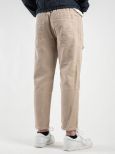 Jeans leggero cropped con coulisse e rotture CR2307 Sabbia2