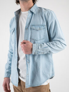 ONLY&SONS Camicia di jeans con tasche frontali BANE 22023247 Light Blue Denim (4)