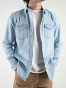 ONLY&SONS Camicia di jeans con tasche frontali BANE 22023247 Light Blue Denim (5)