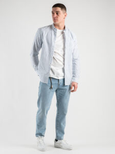 ONLY&SONS Camicia in cotone rigata con taschino frontale ALVARO 22023977 Dress BluesWhite (2)