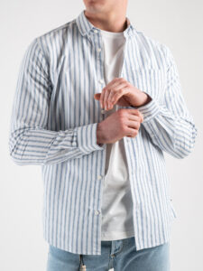 ONLY&SONS Camicia in cotone rigata con taschino frontale ALVARO 22023977 Dress BluesWhite (4)