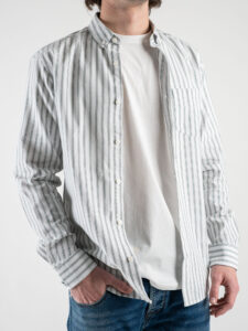 ONLY&SONS Camicia in cotone rigata con taschino frontale ALVARO 22023977 Duck GreenWhite (3)