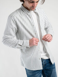 ONLY&SONS Camicia in cotone rigata con taschino frontale ALVARO 22023977 Duck GreenWhite (4)