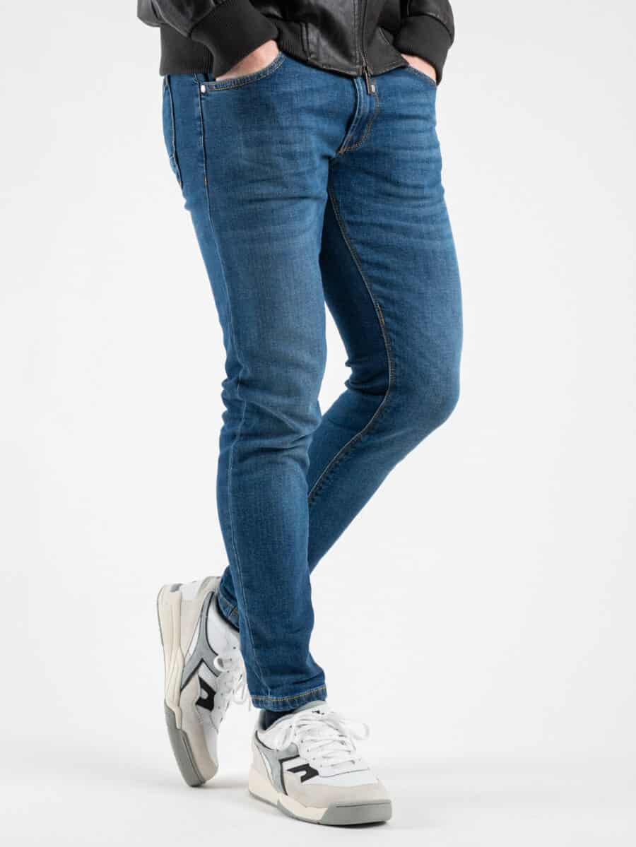 OVER-D Jeans cinque tasche skinny elasticizzato D08 Blu