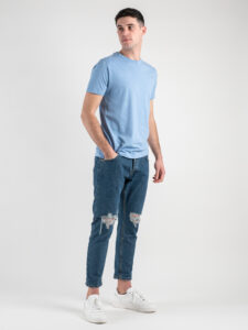 OVER-D T-shirt morbida tinta unita in cotone OM115TS:T02 Azzurro4