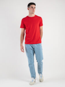 OVER-D T-shirt morbida tinta unita in cotone OM115TS:T02 Rosso1