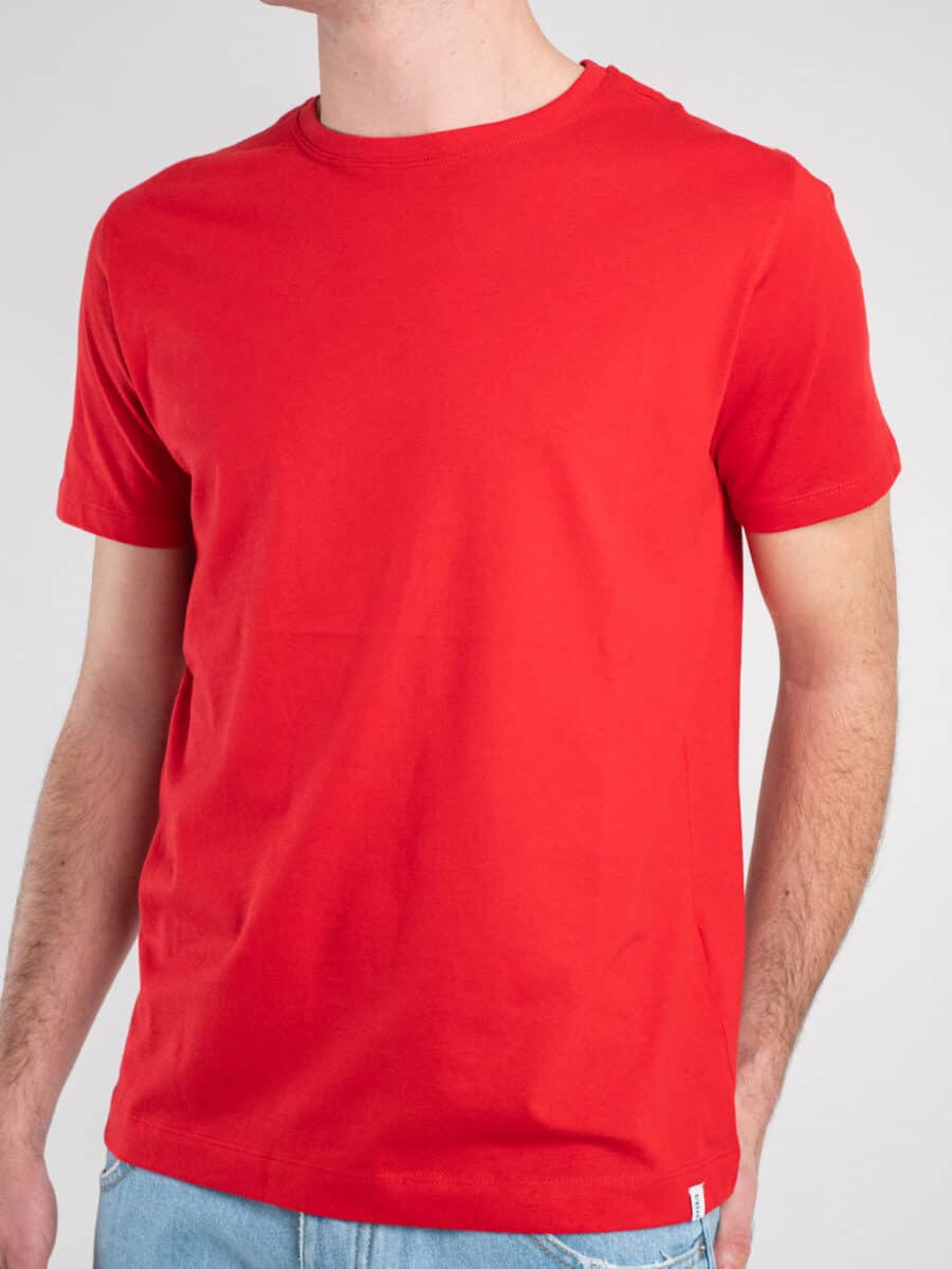 OVER-D T-shirt morbida tinta unita in cotone OM115TS/T02 Rosso