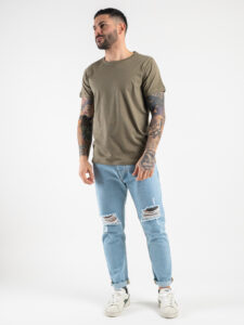 OVER-D T-shirt morbida tinta unita in cotone OM115TS:T02 Verde Scuro4