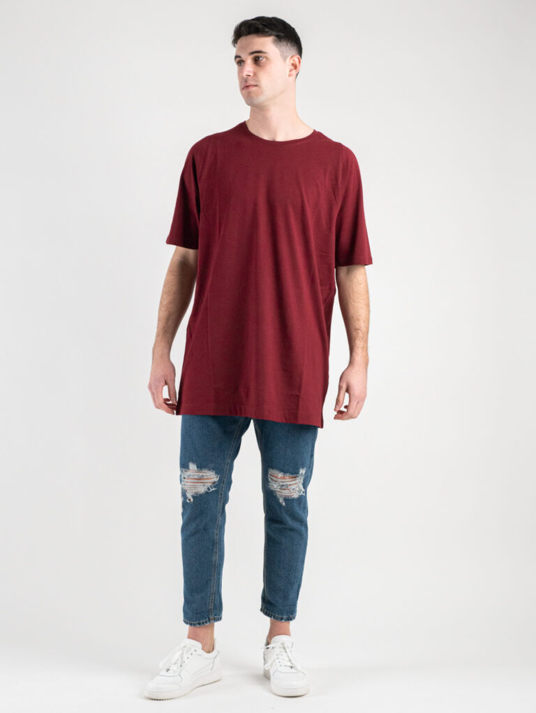 OVER D T shirt tg.unica over tinta unita in cotone T04 OVER-D OVER-D T-shirt tg.unica over tinta unita in cotone T04 Bordeaux