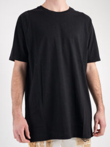 OVER-D T-shirt tg.unica over tinta unita in cotone T04 Nera2