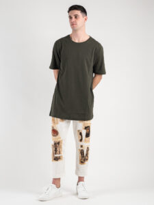 OVER-D T-shirt tg.unica over tinta unita in cotone T04 Verde Militare2