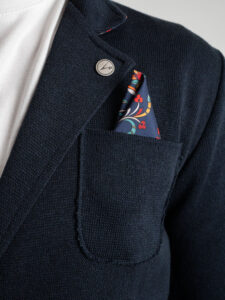 V2 Giacca in maglia leggera con pochette,tasche frontali e toppe GUTT blu5