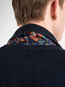 V2 Giacca in maglia leggera con pochette,tasche frontali e toppe GUTT blu7