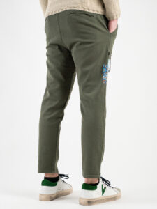 V2 Jeans DRILL con coulisse, piccole graffiature, pacht laterali e catenella Militare5