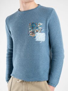 V2 Maglione leggero 3d Tweed con taschino PATCHWORK Jeans1