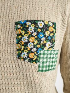 V2 Maglione leggero 3d Tweed con taschino PATCHWORK Sabbia4