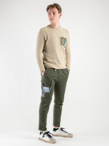 V2 Maglione leggero 3d Tweed con taschino PATCHWORK Sabbia6