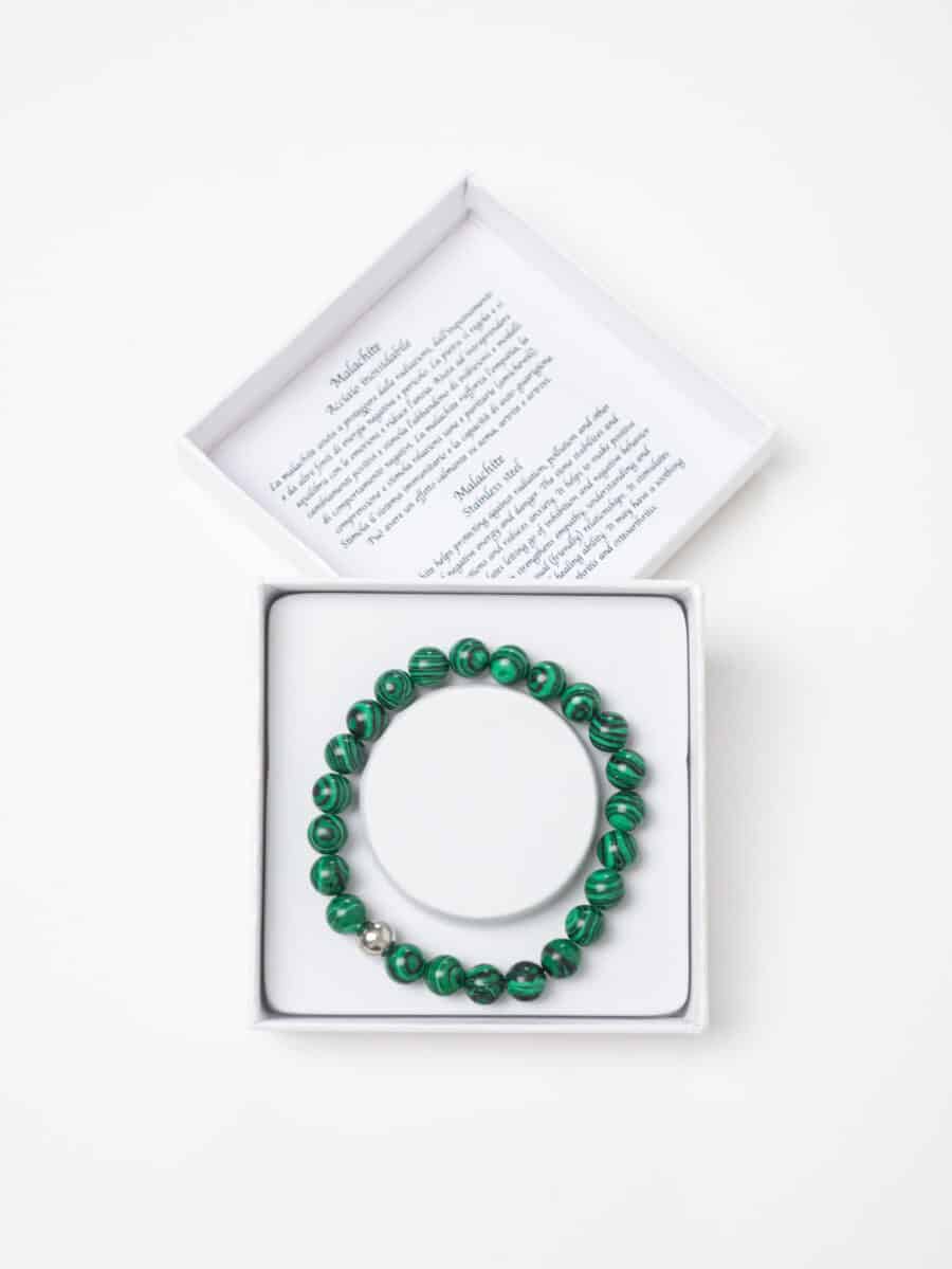 Braccialetto elasticizzato con perline colorate MALACHITE