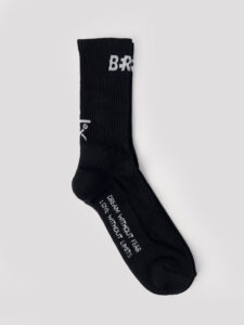 BERNA Calze in spugna unisex tg. unica con scritta frontale e logo sul retro Nere