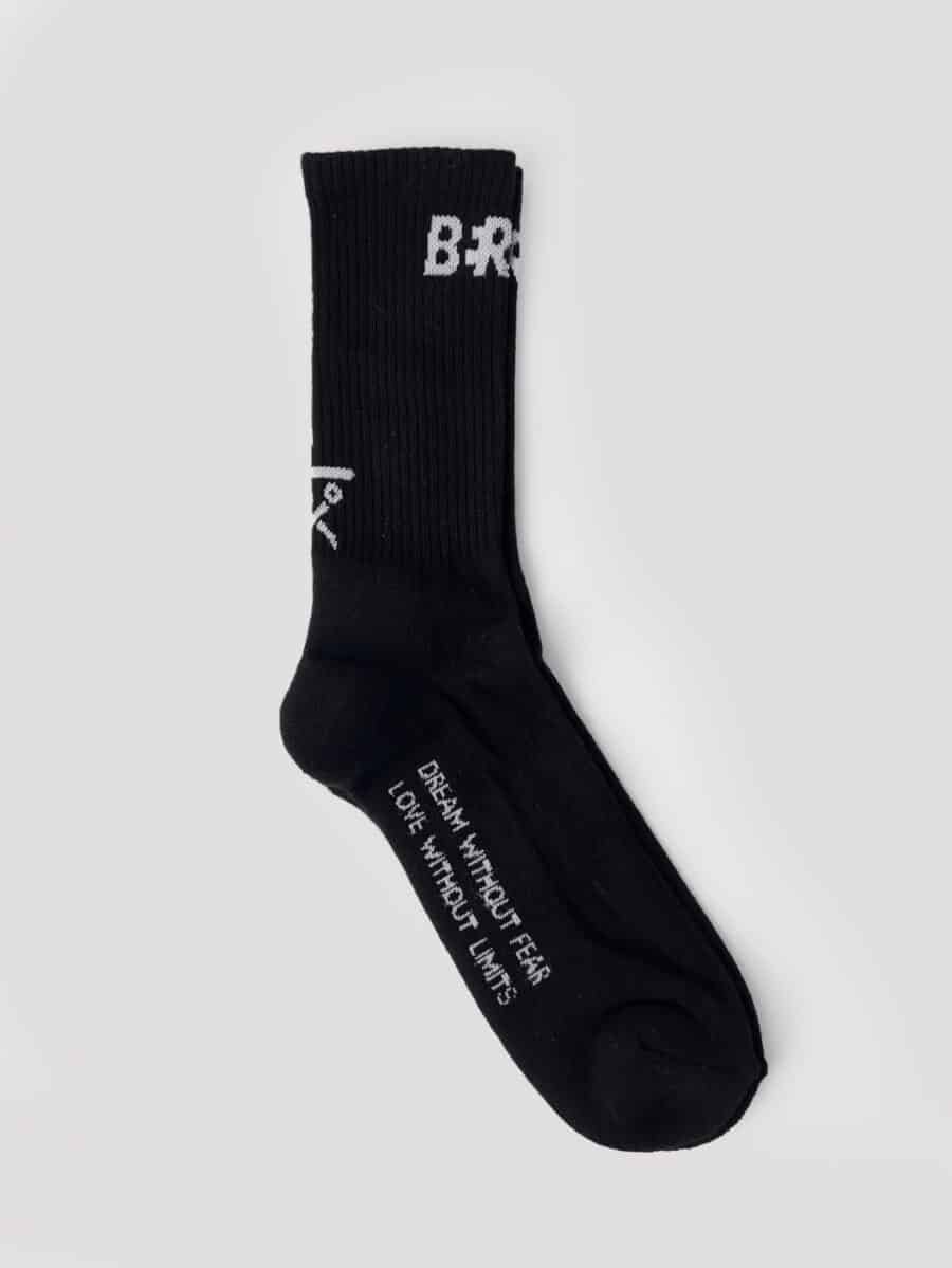 BERNA Calze in spugna unisex tg. unica con scritta frontale e logo sul retro Nere