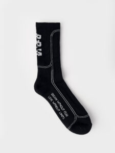 BERNA Calze in spugna unisex tg. unica con scritta verticale sul retro Nere