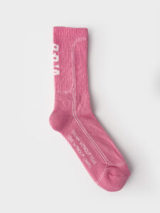 BERNA Calze in spugna unisex tg. unica con scritta verticale sul retro Rosa