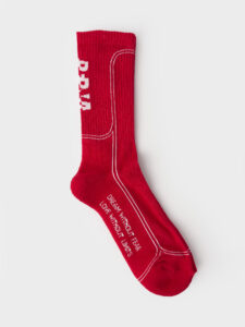BERNA Calze in spugna unisex tg. unica con scritta verticale sul retro Rosse