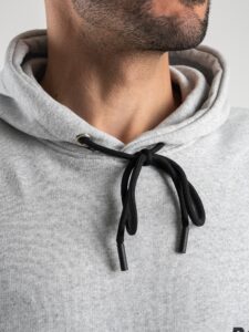 BERNA Felpa garzata con cappuccio e logo sul cuore Grigio melange1