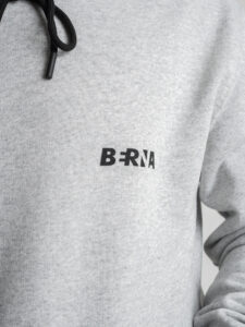 BERNA Felpa garzata con cappuccio e logo sul cuore Grigio melange2