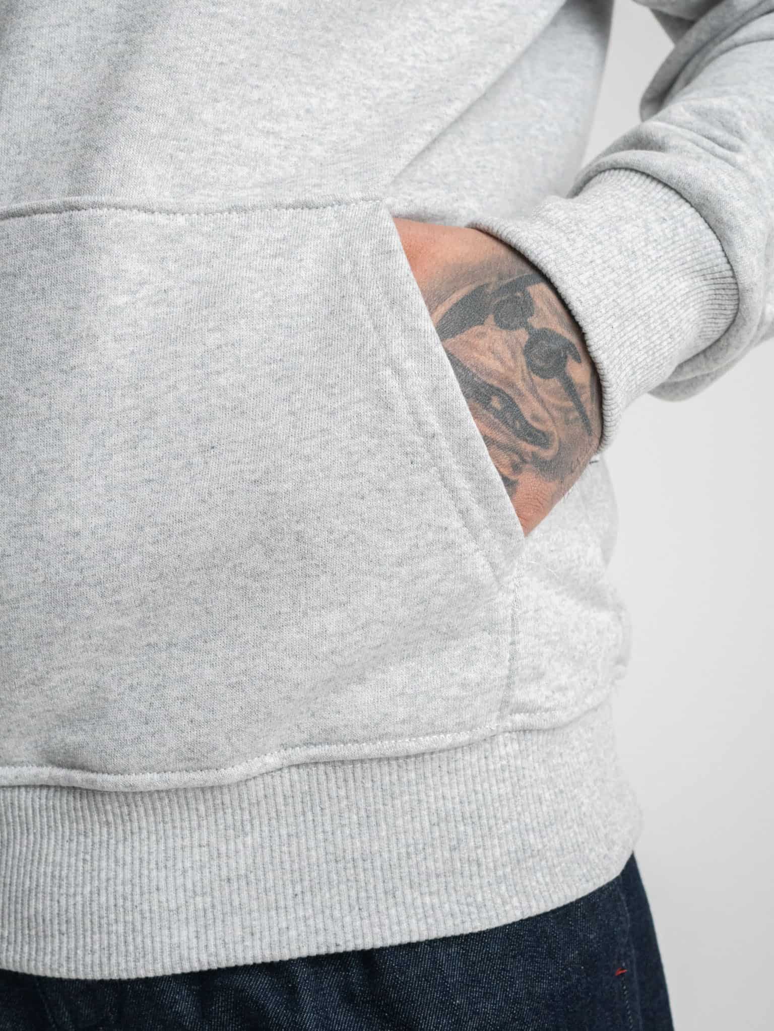 BERNA Felpa garzata con cappuccio e logo sul cuore Grigio Melange Prezzo 0 00 Estasi Fashion