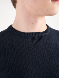 BERNA Maglioncino girocollo leggero in cotone lavorato con taschino 220001 Navy2
