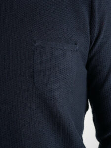 BERNA Maglioncino girocollo leggero in cotone lavorato con taschino 220001 Navy3