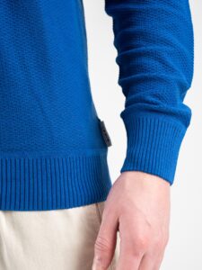 BERNA Maglioncino girocollo leggero in cotone lavorato con taschino 220001 Royal3