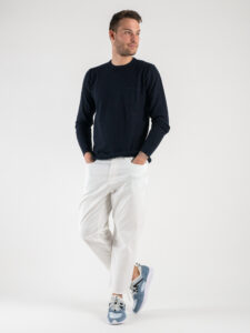 BERNA Pantalone basico in cotone leggero 210194 Latte7