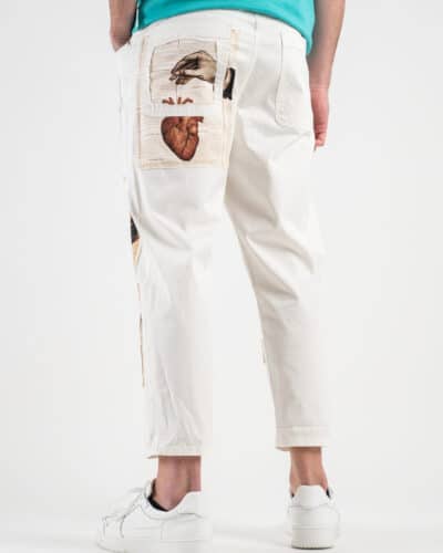 BERNA Pantalone con patch giornale 210195 Latte7 BERNA BERNA Pantalone con patch giornale 210195 Latte