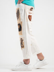 BERNA Pantalone con patch giornale 210195 Latte8