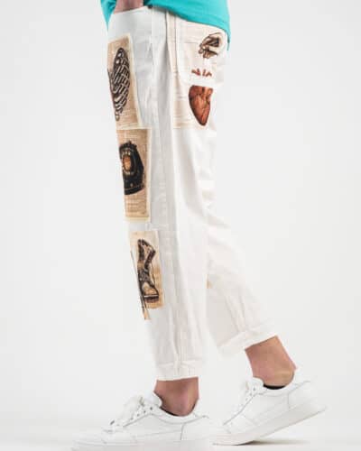 BERNA Pantalone con patch giornale 210195 Latte8 BERNA BERNA Pantalone con patch giornale 210195 Latte