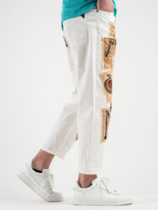 BERNA Pantalone con patch giornale 210195 Latte9