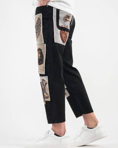 BERNA Pantalone con patch giornale 210195 Nero8 BERNA BERNA Pantalone con patch giornale 210195 Nero