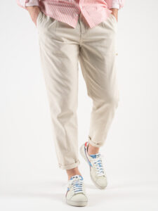 BERNA Pantalone leggero cropped con pinces 230336 Panna1