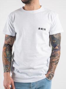 BERNA T-shirt basica con stampa logo sul cuore 230117 Bianca1