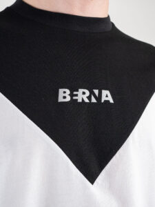 BERNA T-shirt over bicolore con logo frontale 230203 Bianca-Nera1