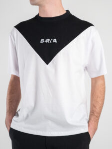 BERNA T-shirt over bicolore con logo frontale 230203 Bianca-Nera4