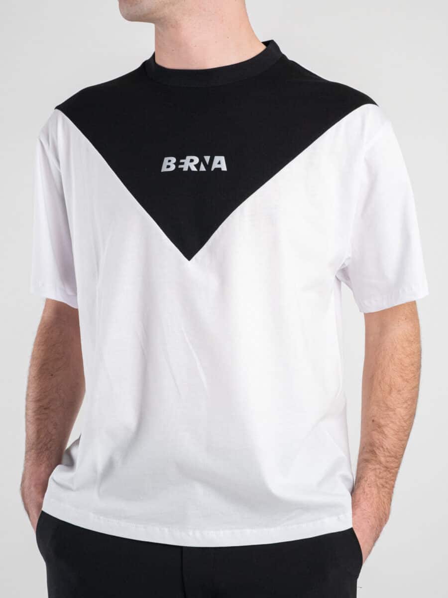 BERNA T-shirt over bicolore con logo frontale tg.unica 230203 Bianca-Nera