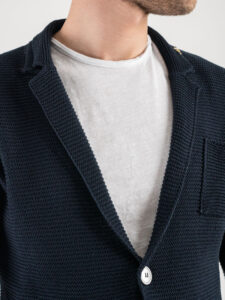 BL11 Giacca in maglia leggera con taschino LINKS P:E Blu Navy2