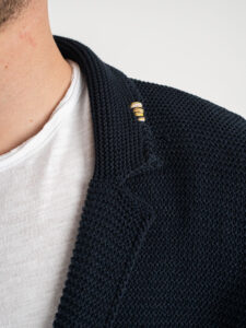 BL11 Giacca in maglia leggera con taschino LINKS P:E Blu Navy3